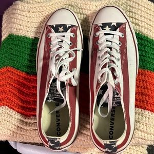 Star n Stripes pair of men’s converse sneakers.